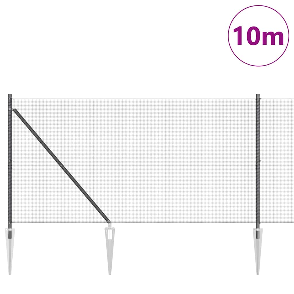 Welded Wire Fence with Spikes Steel and PVC Grey Mesh