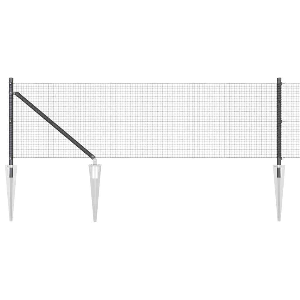 Welded Wire Fence with Spikes Steel and PVC Grey Mesh