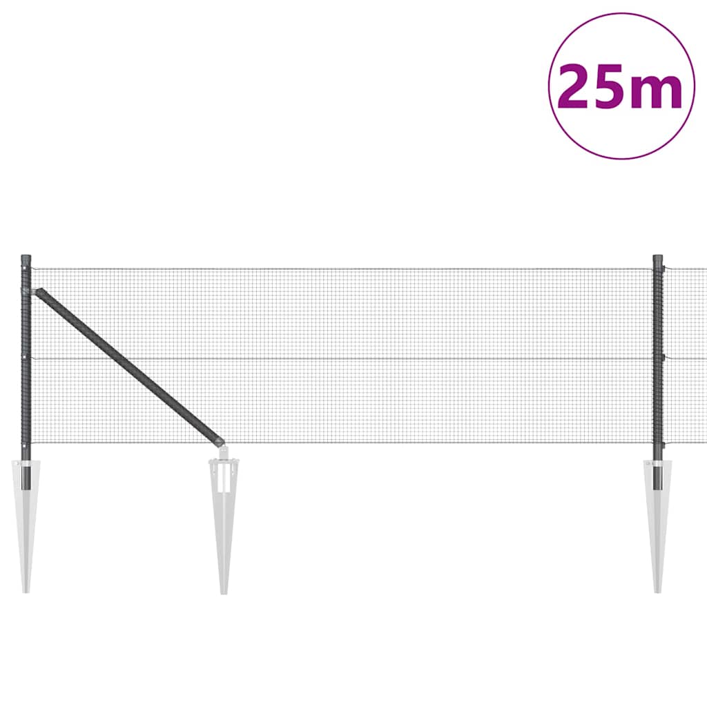 Welded Wire Fence with Spikes Steel and PVC Grey Mesh