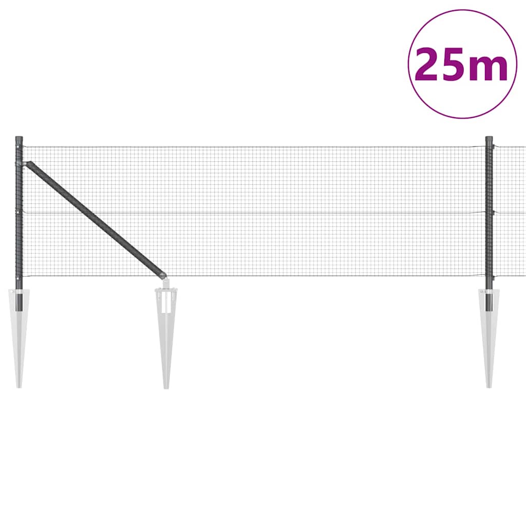 Welded Wire Fence with Spikes Steel and PVC Grey Mesh