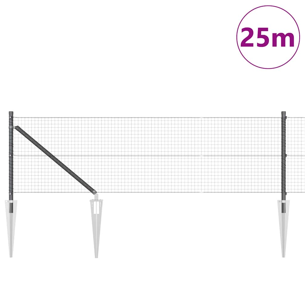 Welded Wire Fence with Spikes Steel and PVC Grey Mesh