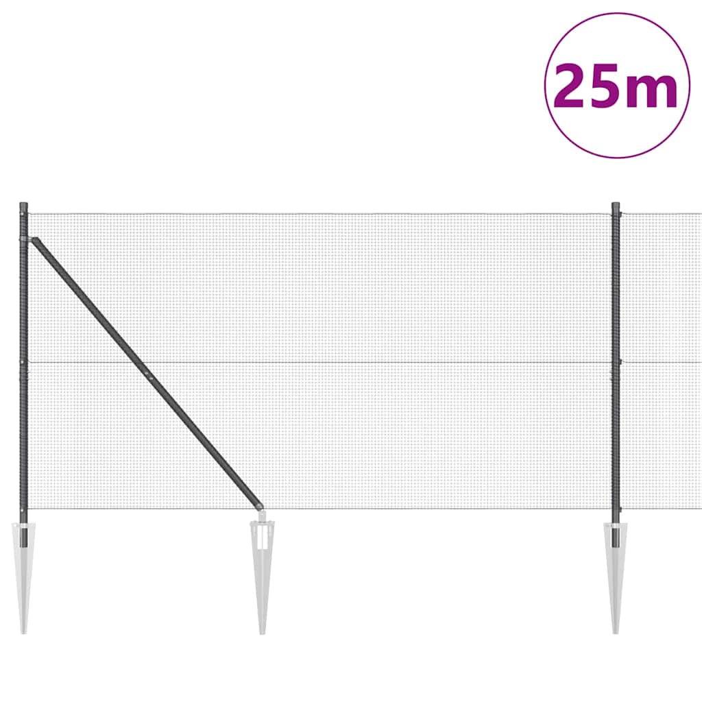 Welded Wire Fence with Spikes Steel and PVC Grey Mesh