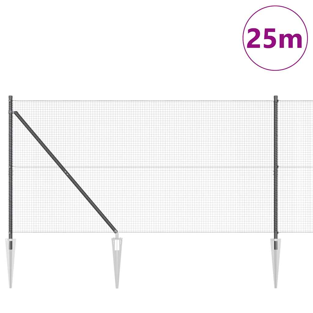 Welded Wire Fence with Spikes Steel and PVC Grey Mesh