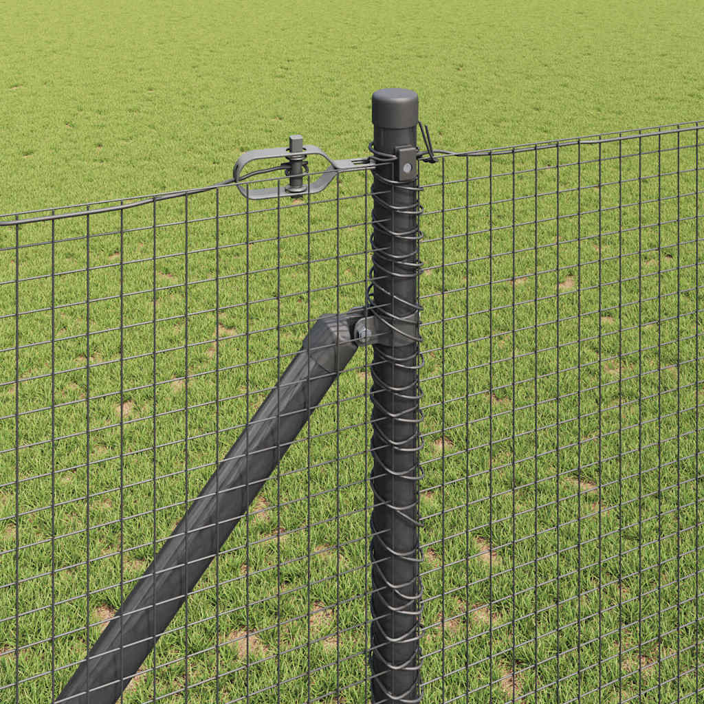 Welded Wire Fence with Spikes Steel and PVC Grey Mesh