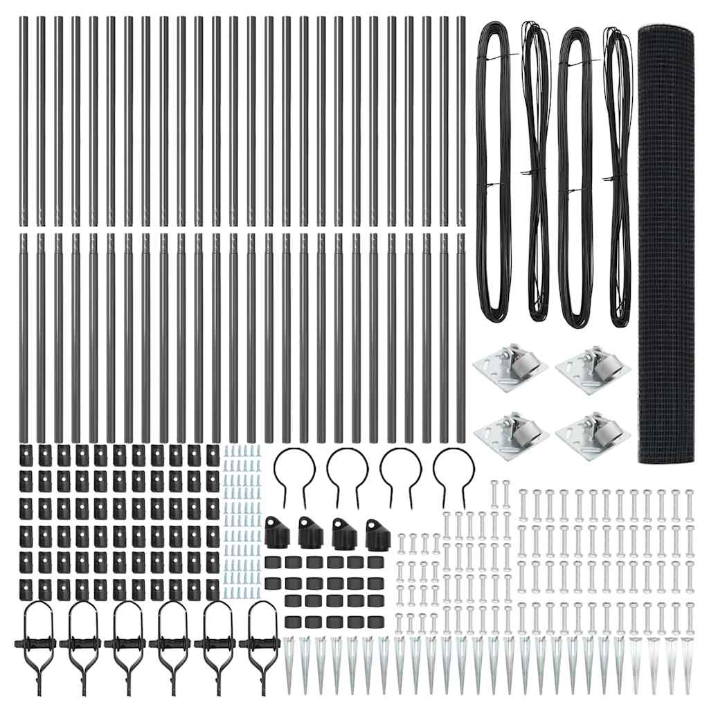 Welded Wire Fence with Spikes Steel and PVC Grey Mesh