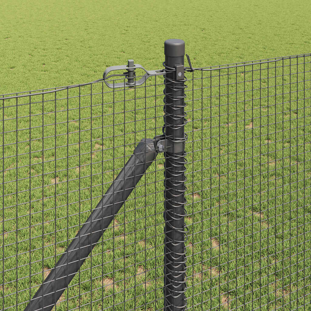 Welded Wire Fence with Spikes Steel and PVC Grey Mesh