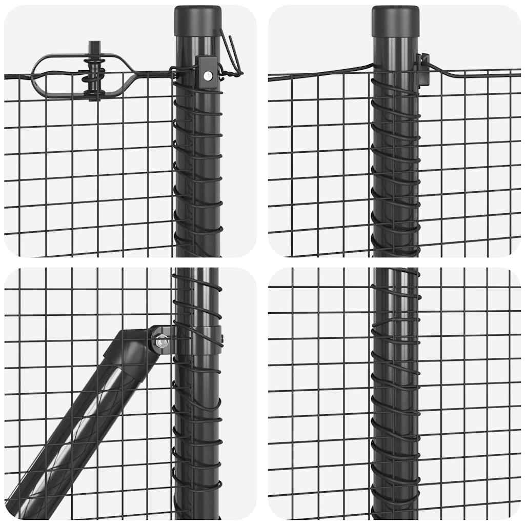 Welded Wire Fence with Spikes Steel and PVC Grey Mesh