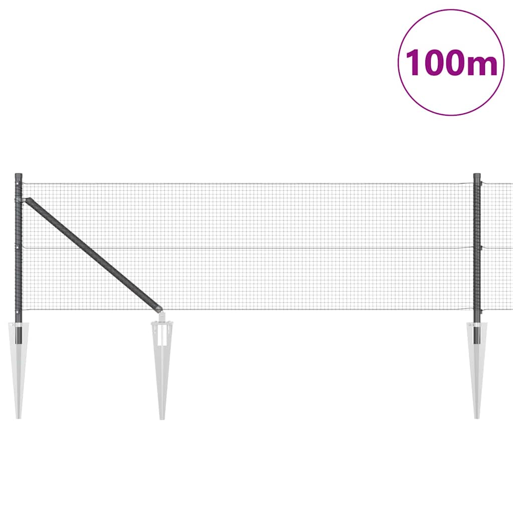 Welded Wire Fence with Spikes Steel and PVC Grey Mesh