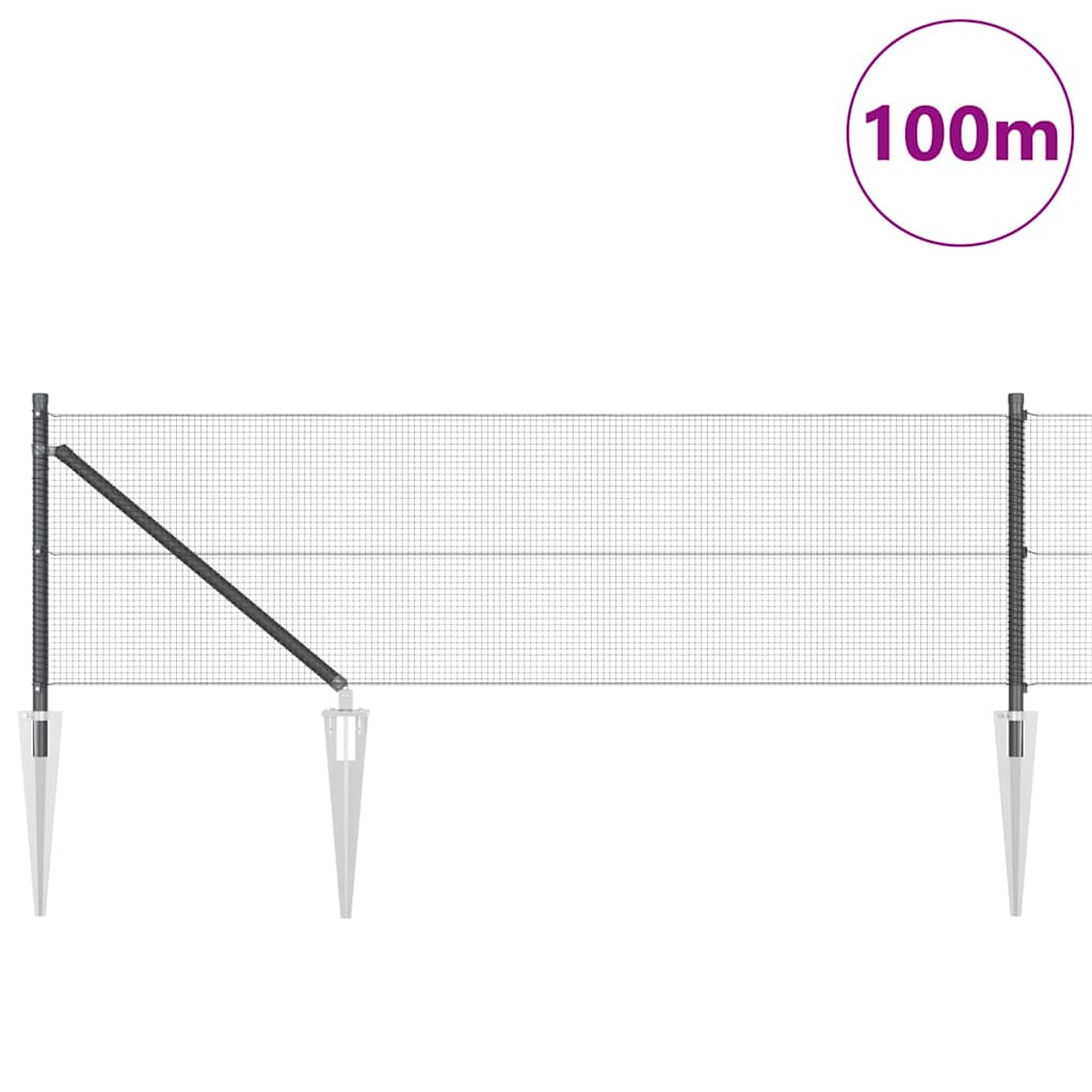 Welded Wire Fence with Spikes Steel and PVC Grey Mesh