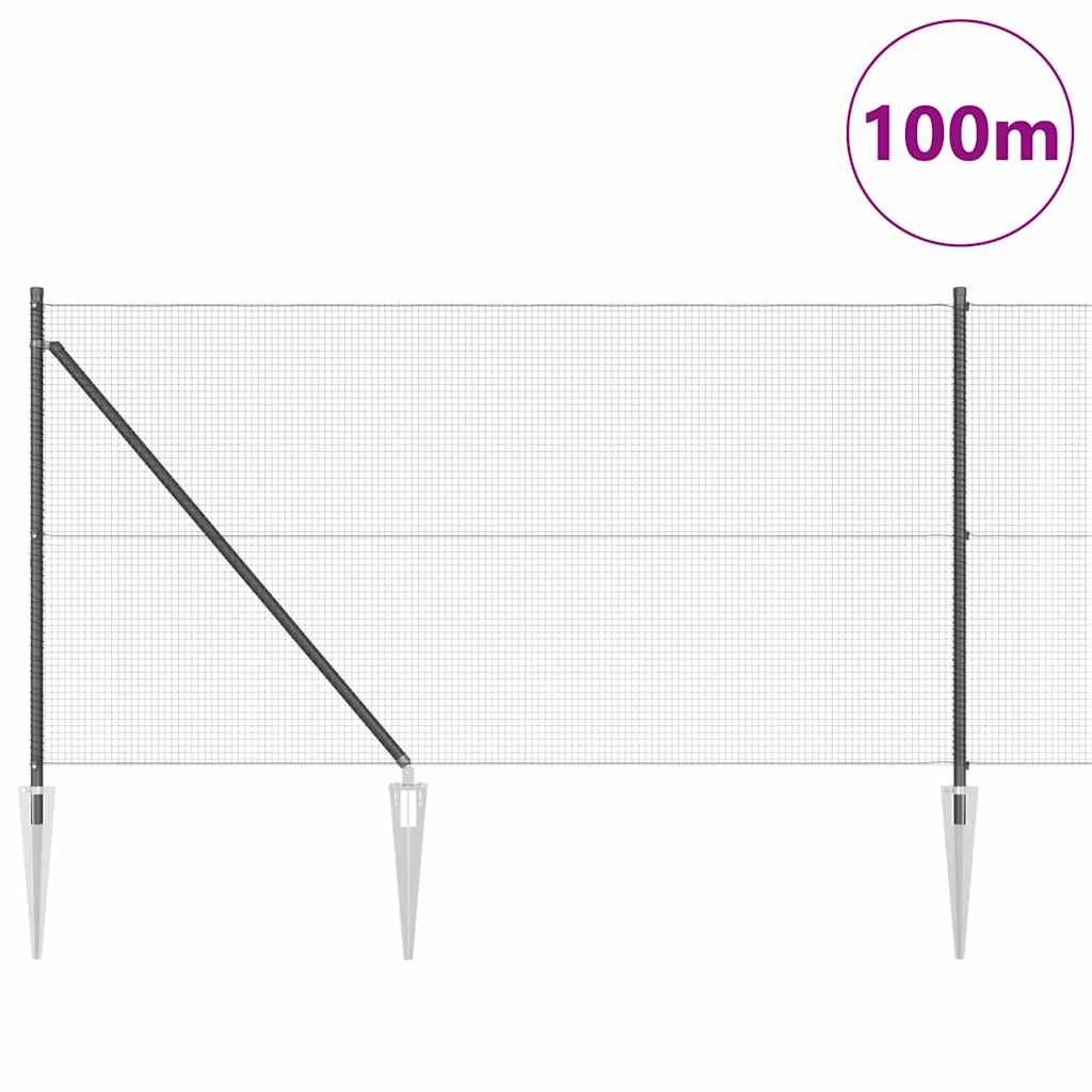 Welded Wire Fence with Spikes Steel and PVC Grey Mesh