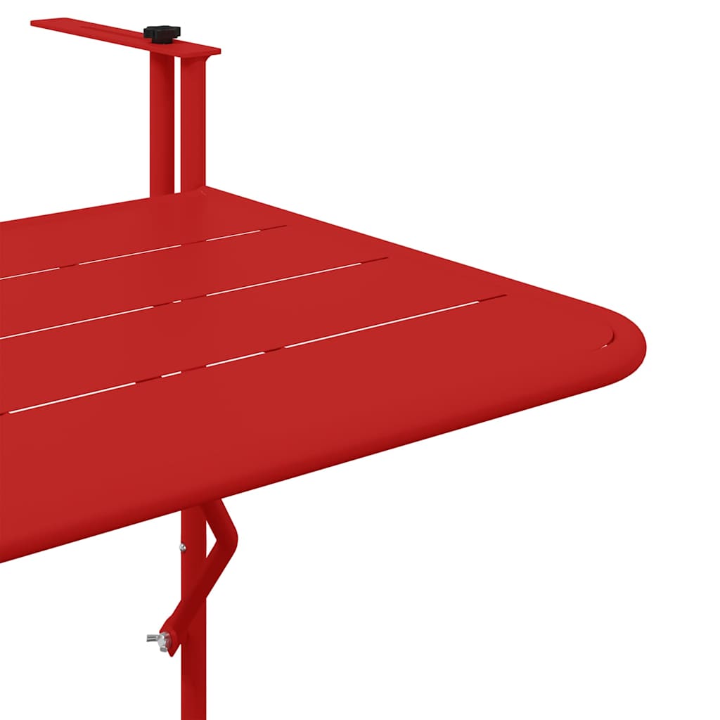 Hanging Balcony Table Folding Red 60 x 39 x 65 cm Steel