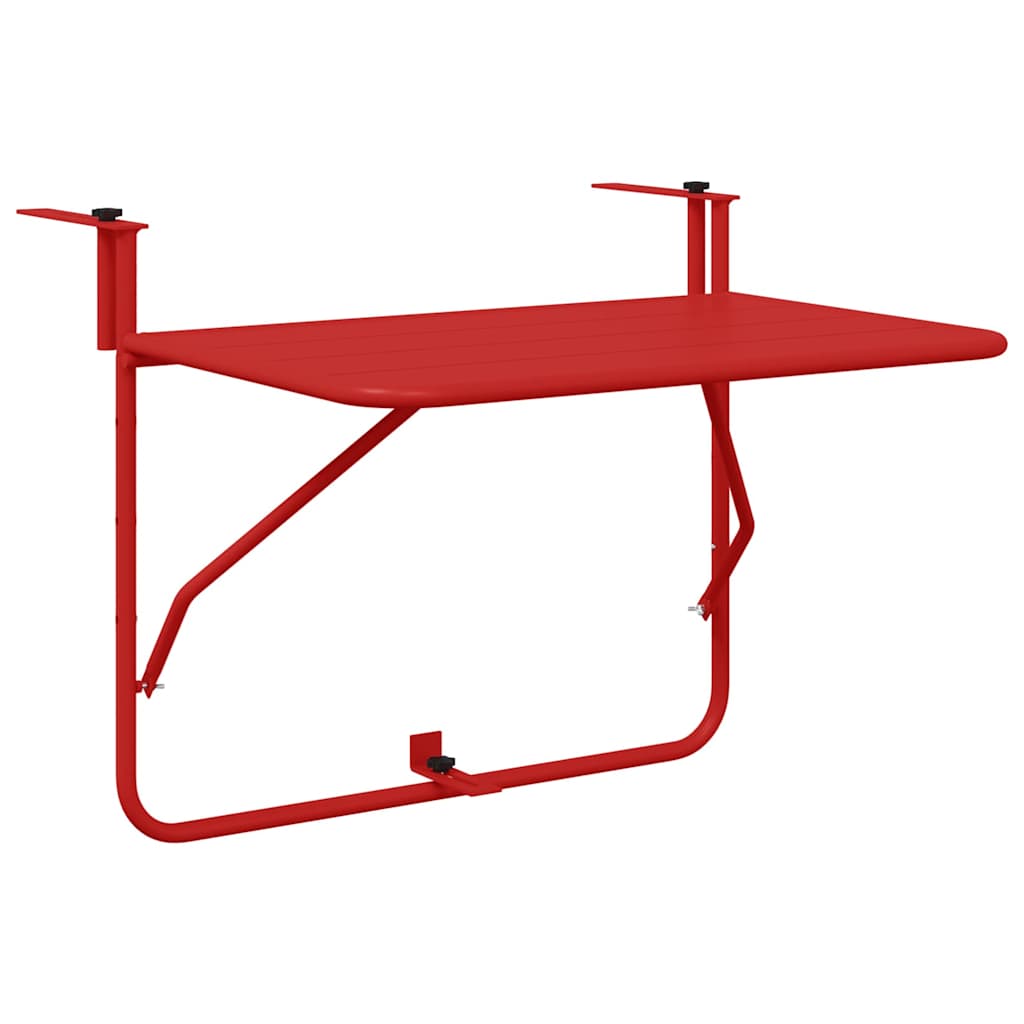 Hanging Balcony Table Folding Red 60 x 39 x 65 cm Steel