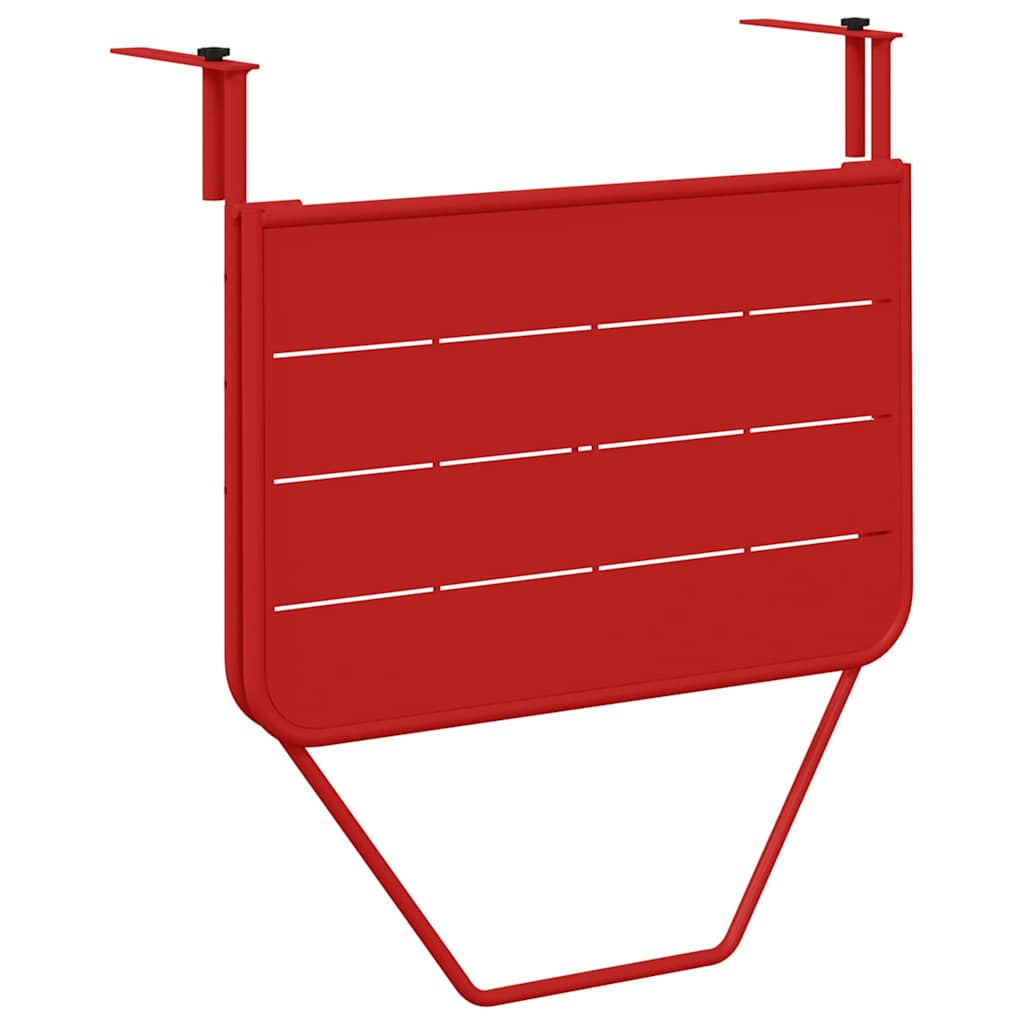 Hanging Balcony Table Folding Red 60 x 39 x 65 cm Steel