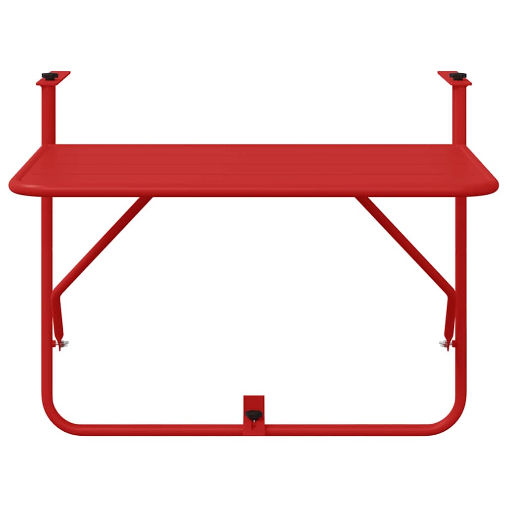 Hanging Balcony Table Folding Red 60 x 39 x 65 cm Steel