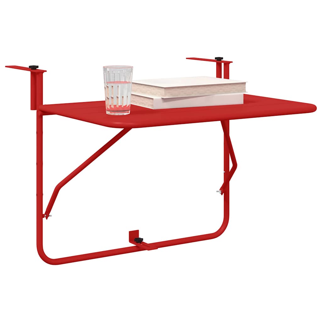 Hanging Balcony Table Folding Red 60 x 39 x 65 cm Steel