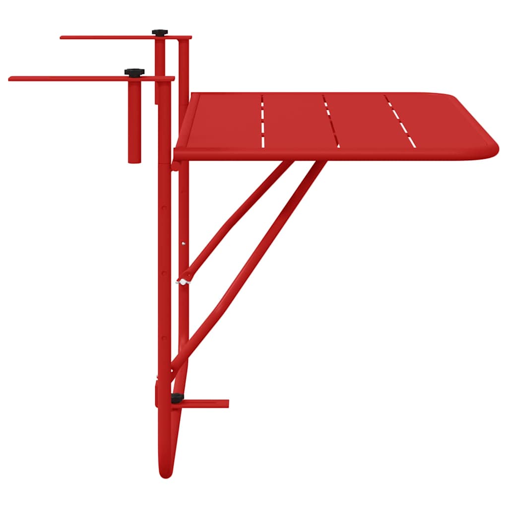 Hanging Balcony Table Folding Red 60 x 39 x 65 cm Steel