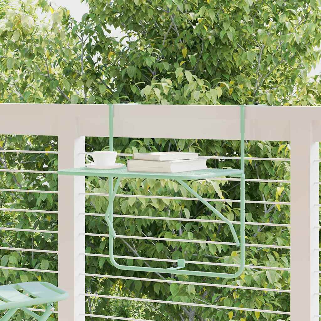 Hanging Balcony Table Folding Mint Green 60 x 39 x 65 cm Steel