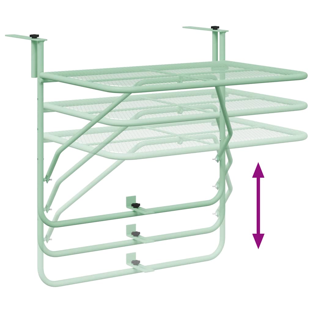 Hanging Balcony Table Folding Mint Green 60 x 39 x 65 cm Steel
