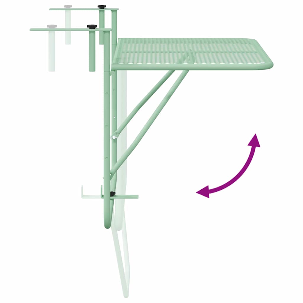 Hanging Balcony Table Folding Mint Green 60 x 39 x 65 cm Steel