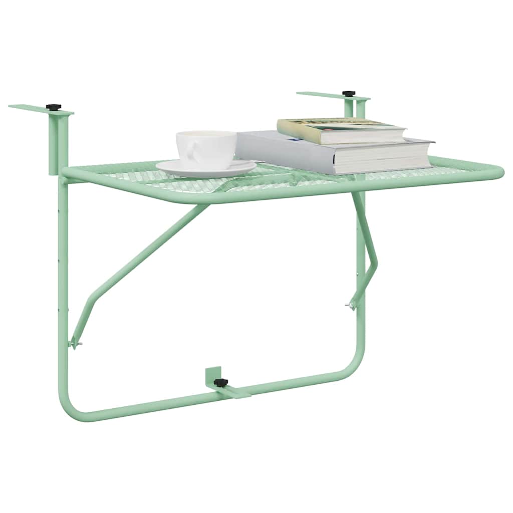 Hanging Balcony Table Folding Mint Green 60 x 39 x 65 cm Steel