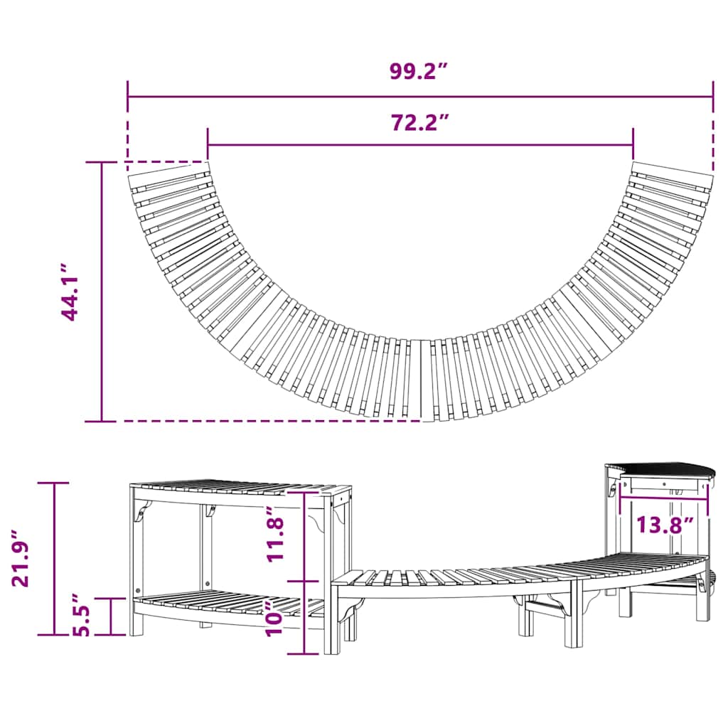 Hot Tub Surround Half-Round Brown 252 x 112 x 55.5 cm