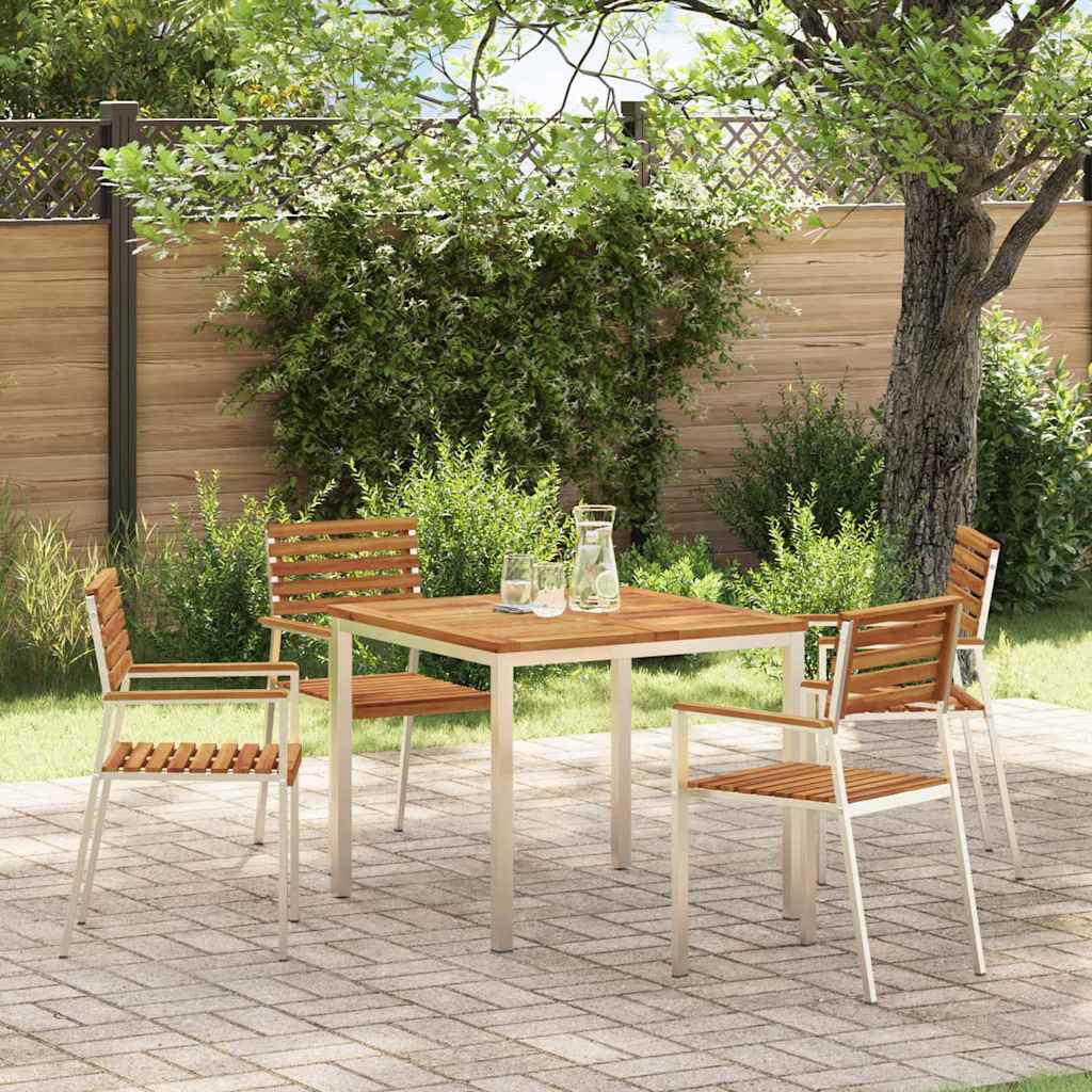 Dining Table 90x90x75 cm Solid Acacia Wood and Stainless Steel