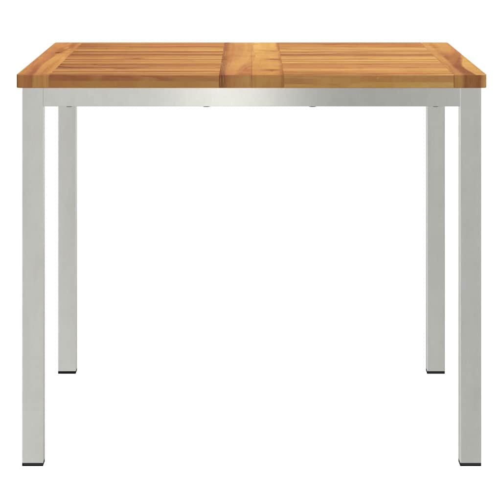 Dining Table 90x90x75 cm Solid Acacia Wood and Stainless Steel