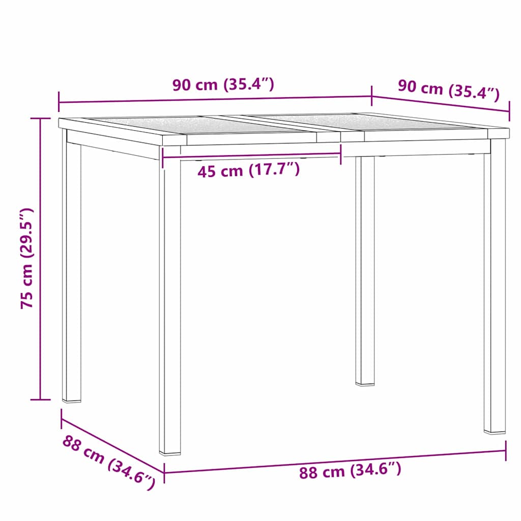 Dining Table 90x90x75 cm Solid Acacia Wood and Stainless Steel