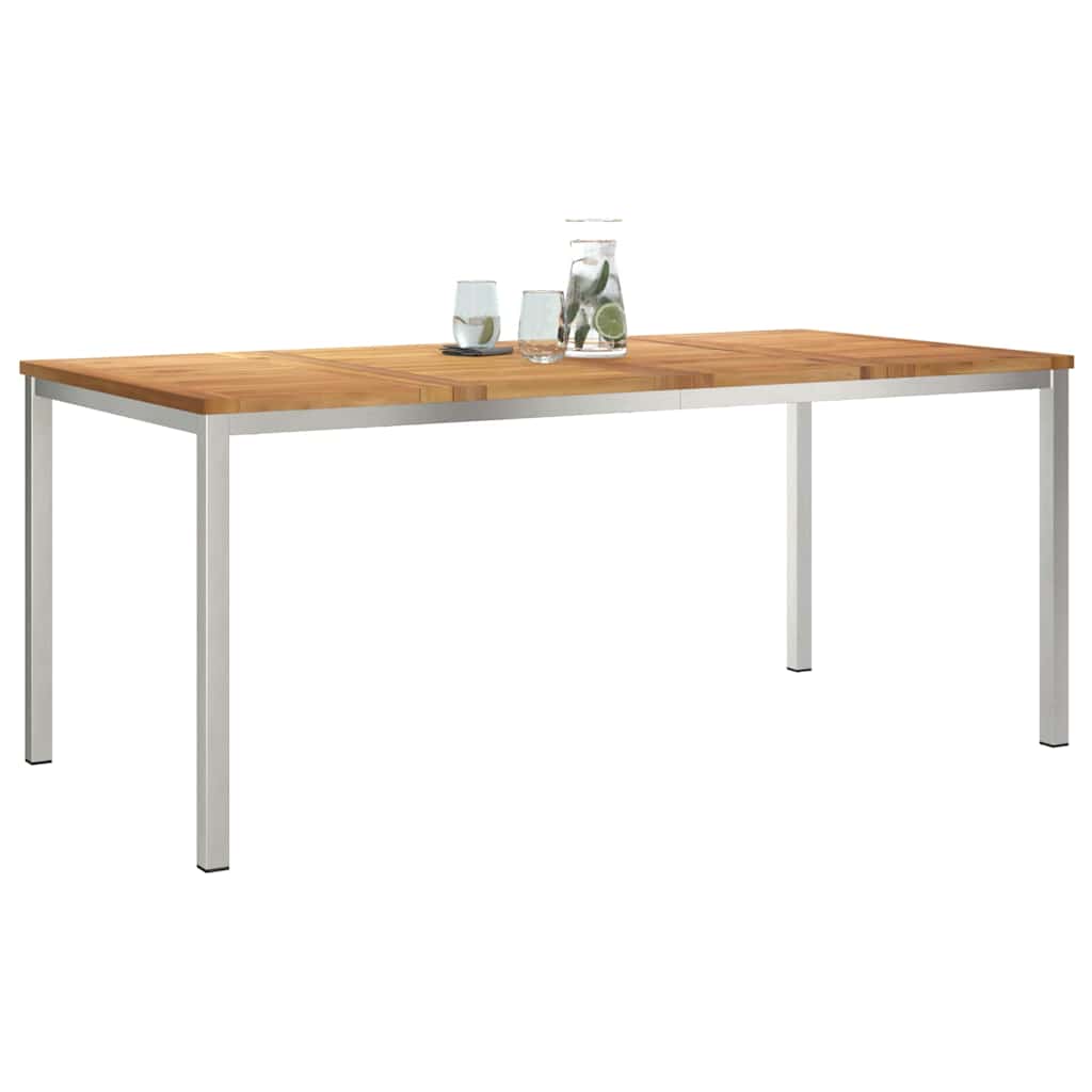 Dining Table 180x90x75 cm Solid Teak Wood and Stainless Steel