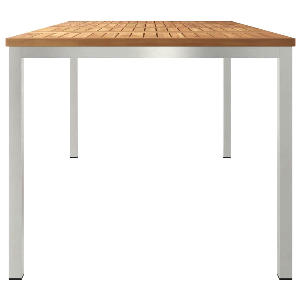 Dining Table 180x90x75 cm Solid Teak Wood and Stainless Steel