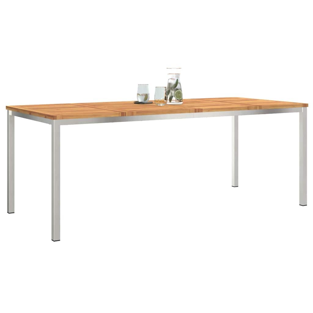 Dining Table 200x90x75 cm Solid Acacia Wood and Stainless Steel