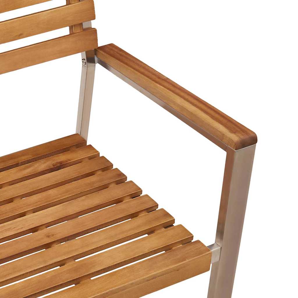 Garden Chair 2 pcs Solid Acacia Wood and Stainless Steel