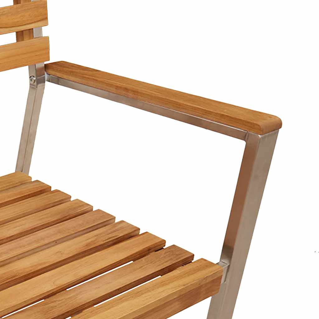 Garden Chair 4 pcs Solid Teak Wood and Stainless Steel