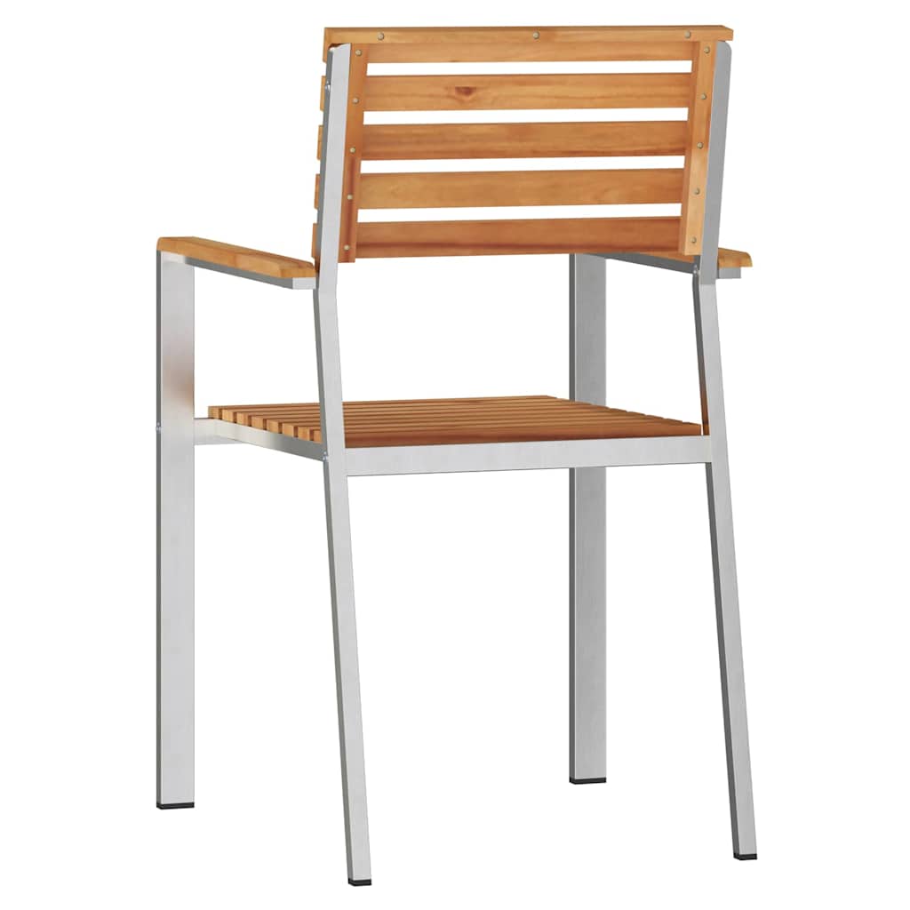 Garden Chair 4 pcs Solid Teak Wood and Stainless Steel