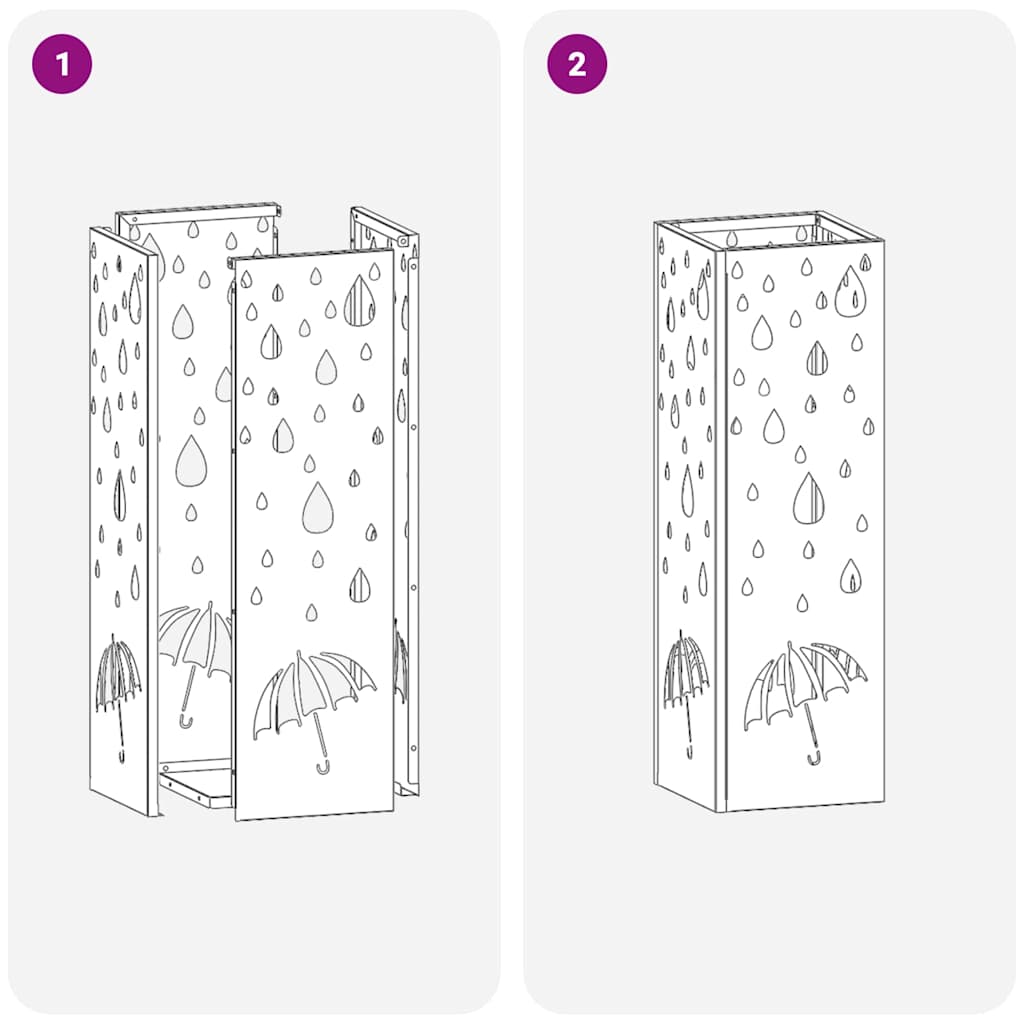 vidaXL Umbrella Stand Black 15.5 x 15.5 x 49 cm Steel