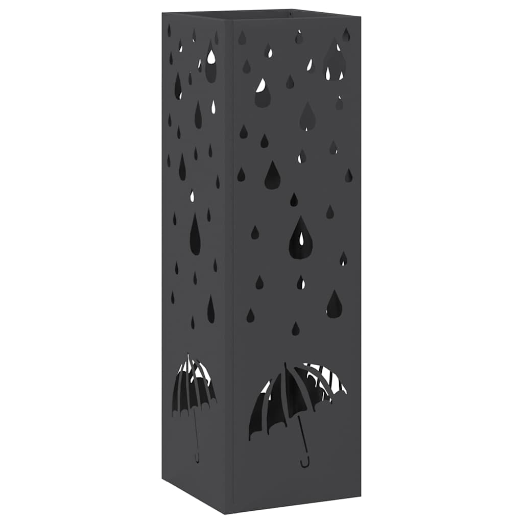 vidaXL Umbrella Stand Black 15.5 x 15.5 x 49 cm Steel