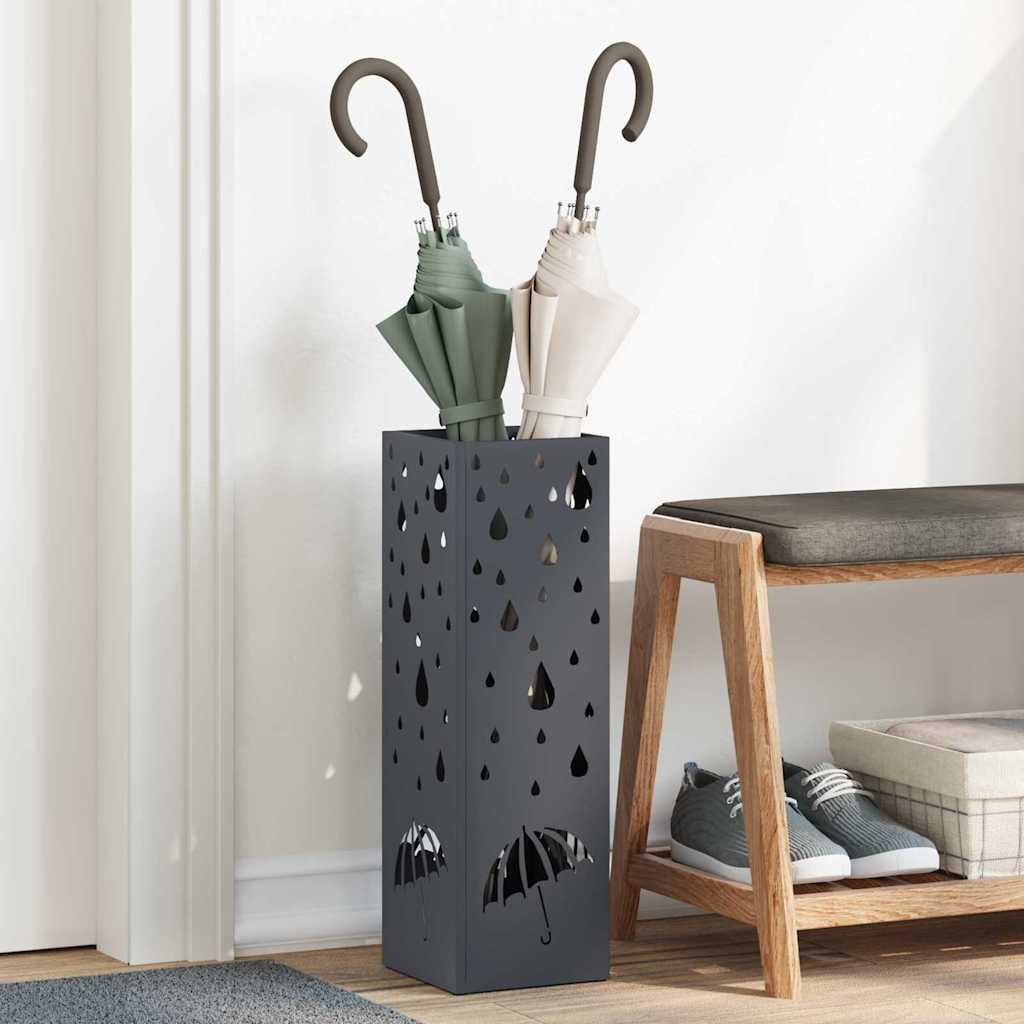 vidaXL Umbrella Stand Anthracite 15.5 x 15.5 x 49 cm Steel