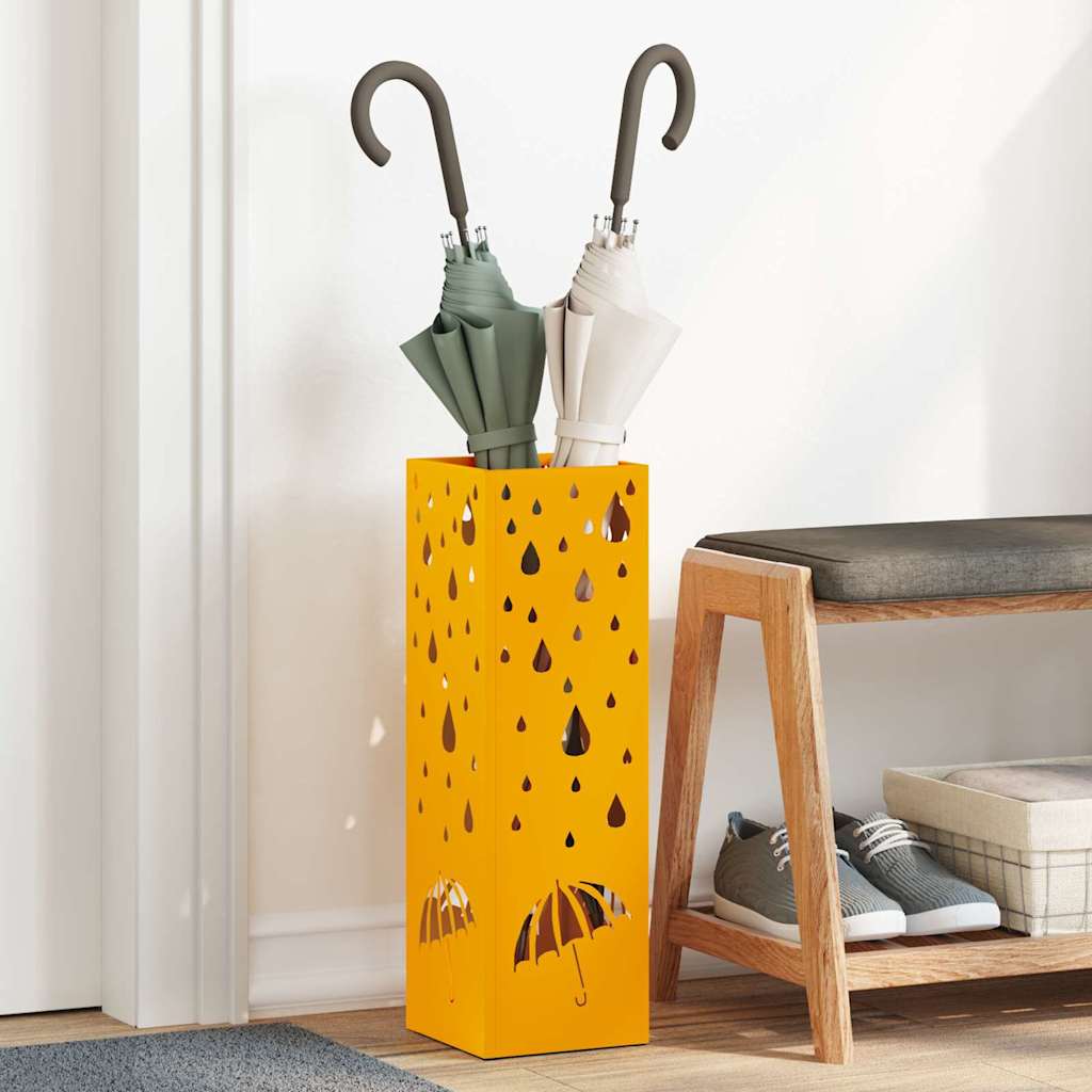 vidaXL Umbrella Stand Mustard 15.5 x 15.5 x 49 cm Steel