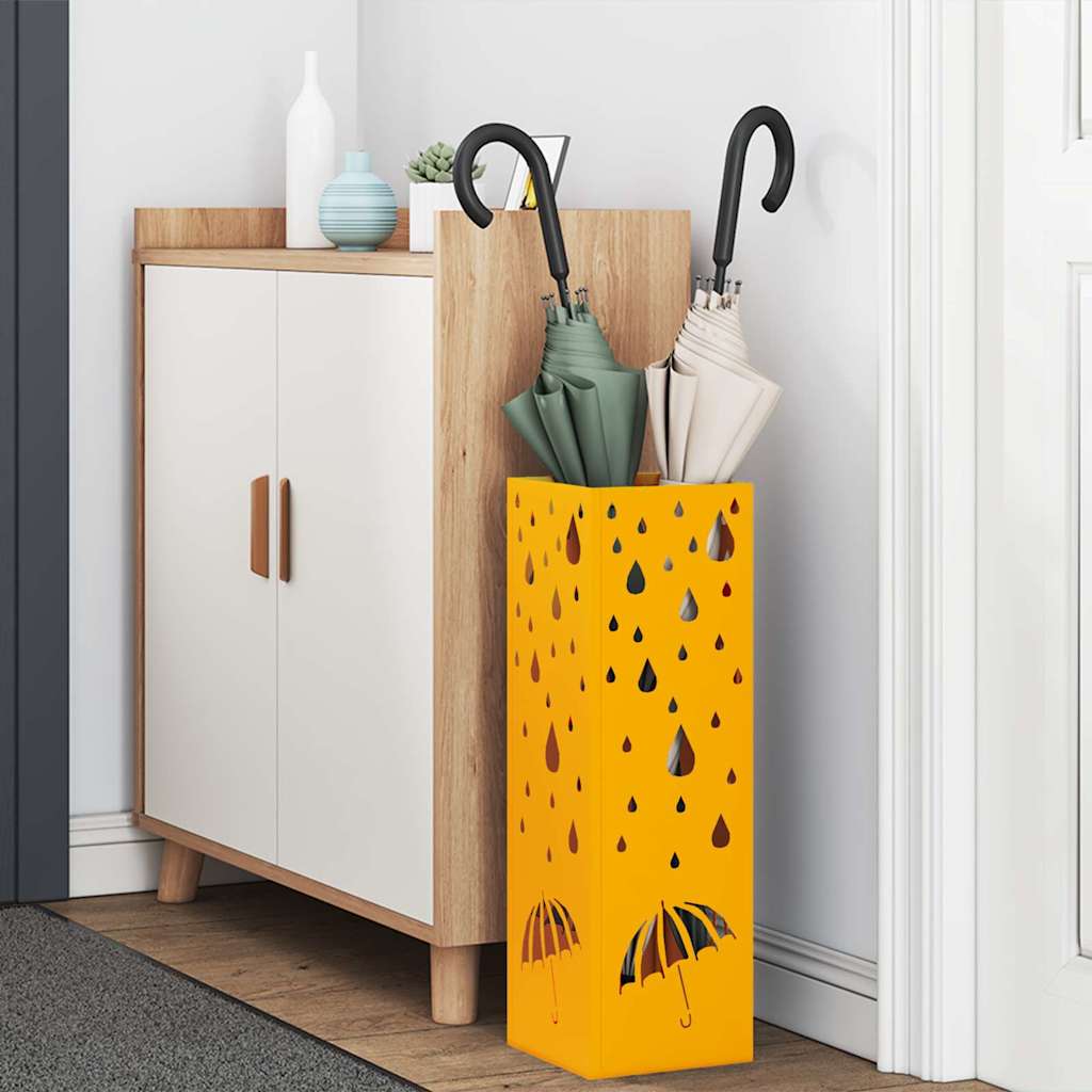 vidaXL Umbrella Stand Mustard 15.5 x 15.5 x 49 cm Steel