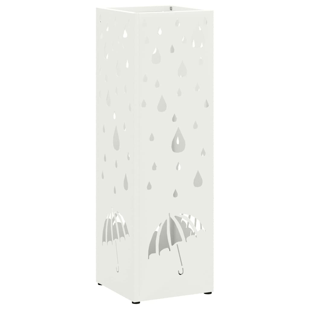 Rain Umbrella Stand White 15.5 x 15.5 x 49 cm Steel