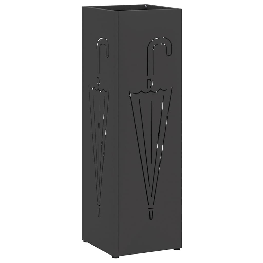 Rain Umbrella Stand Black 15.5 x 15.5 x 49 cm Steel