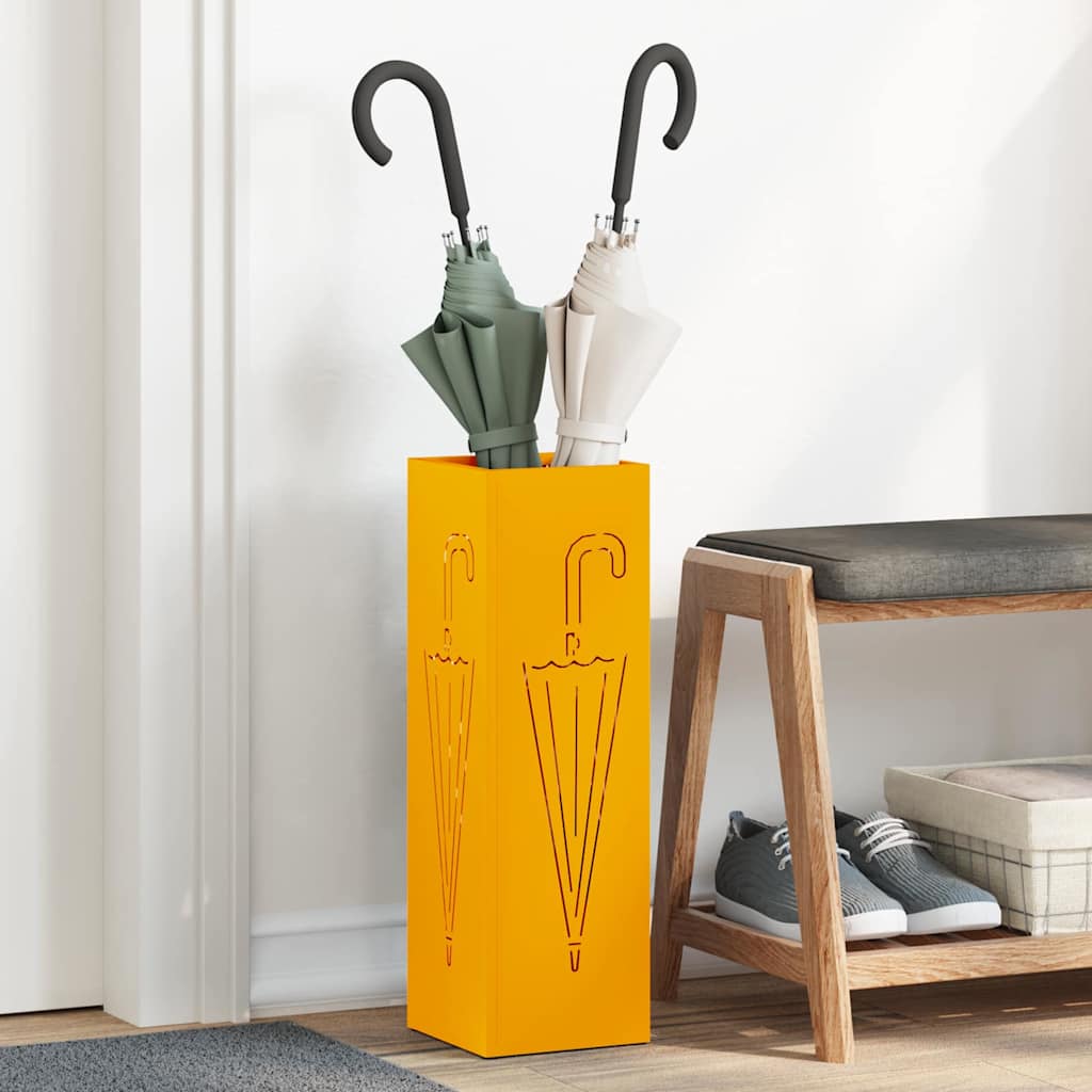 Rain Umbrella Stand Mustard 15.5 x 15.5 x 49 cm Steel