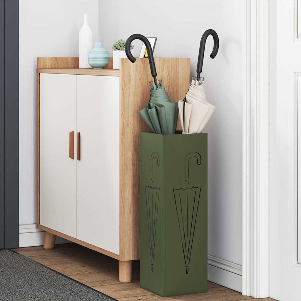 vidaXL Umbrella Stand Olive 15.5 x 15.5 x 49 cm Steel