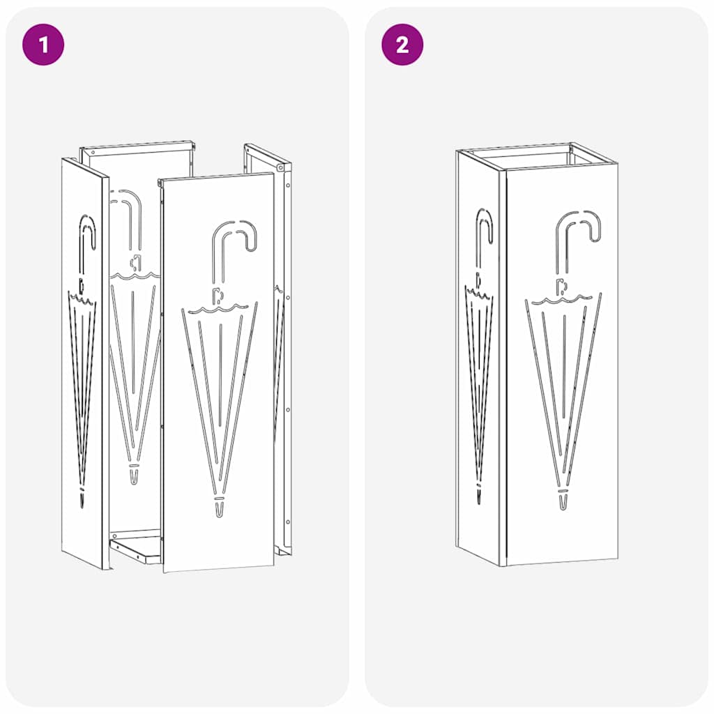Rain Umbrella Stand White 15.5 x 15.5 x 49 cm Steel