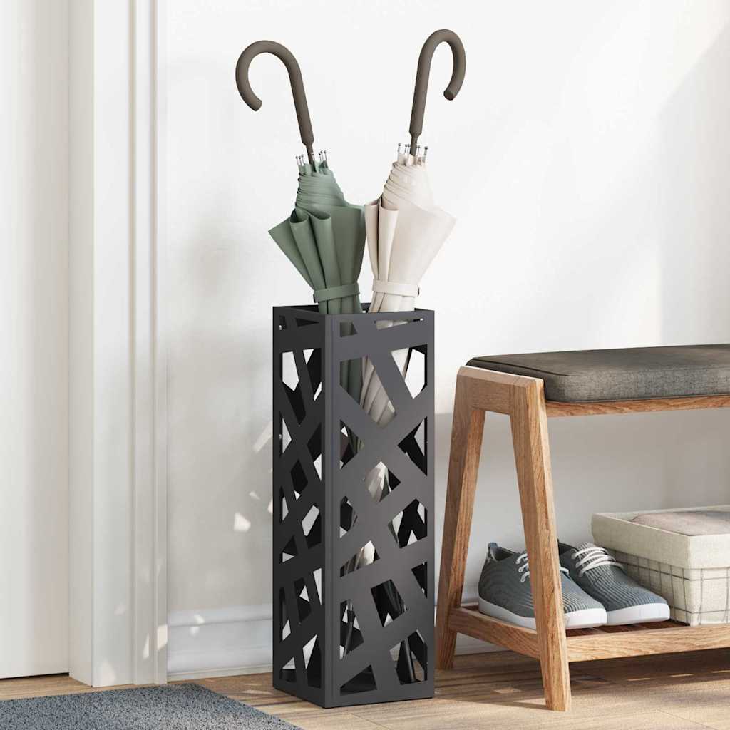 Rain Umbrella Stand Black 15.5 x 15.5 x 49 cm Steel