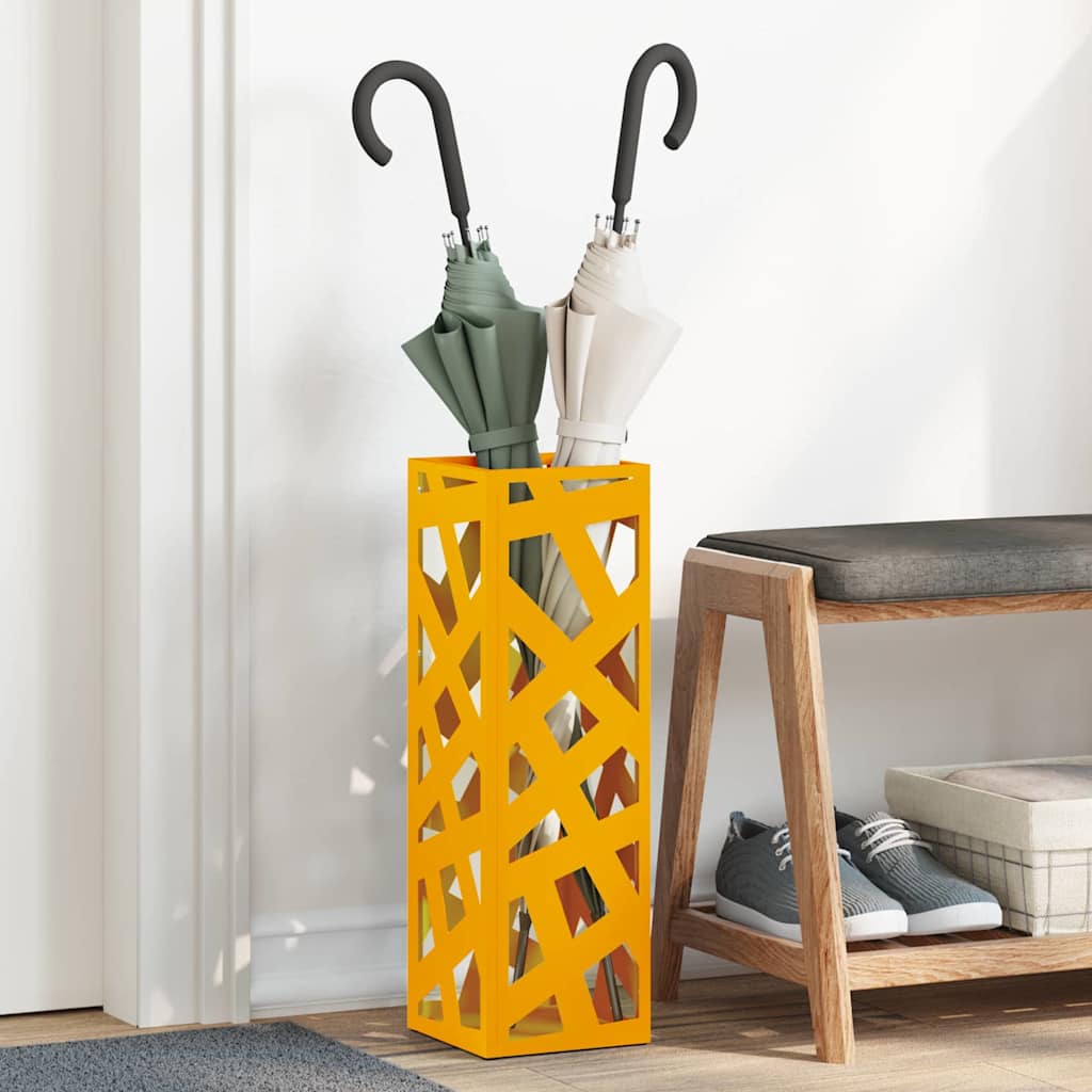 Rain Umbrella Stand Mustard 15.5 x 15.5 x 49 cm Steel
