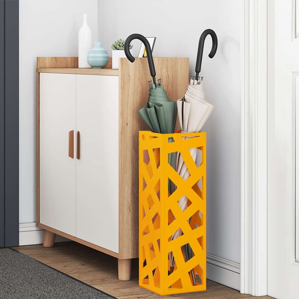 Rain Umbrella Stand Mustard 15.5 x 15.5 x 49 cm Steel