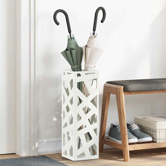 vidaXL Umbrella Stand White 15.5 x 15.5 x 49 cm Steel