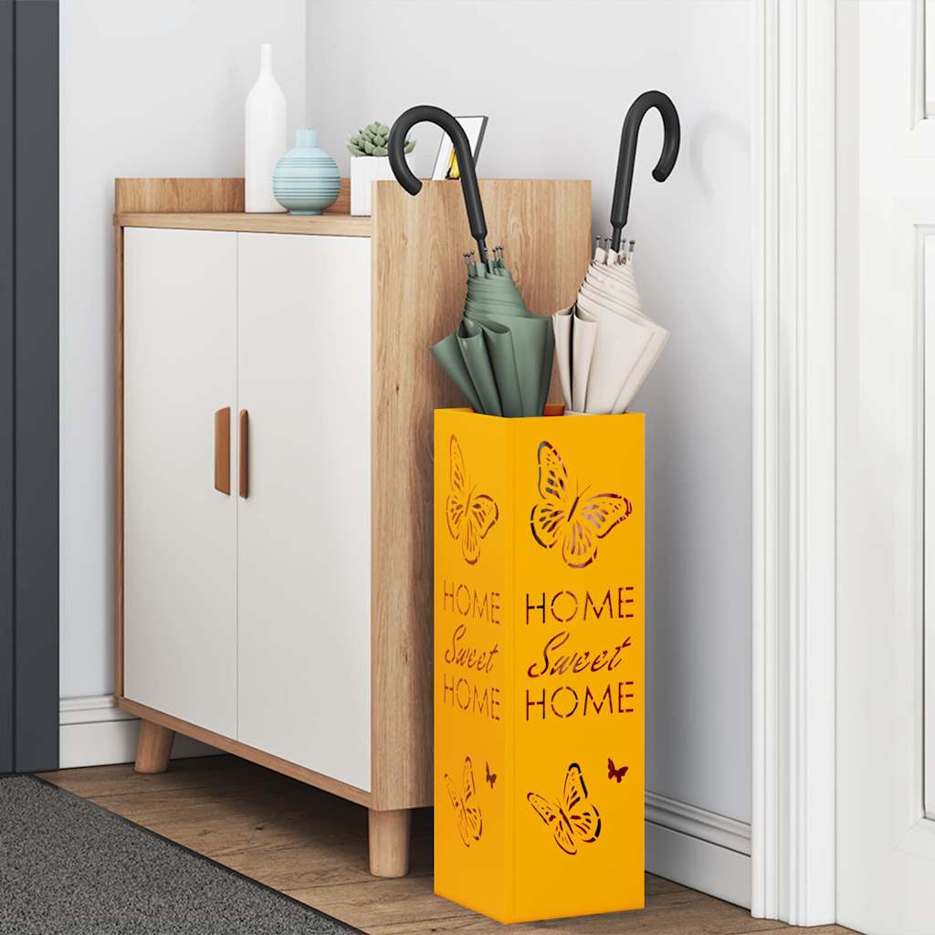 Rain Umbrella Stand Mustard 15.5 x 15.5 x 49 cm Steel