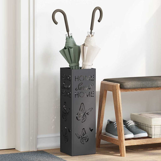 vidaXL Umbrella Stand Black 15.5 x 15.5 x 49 cm Steel
